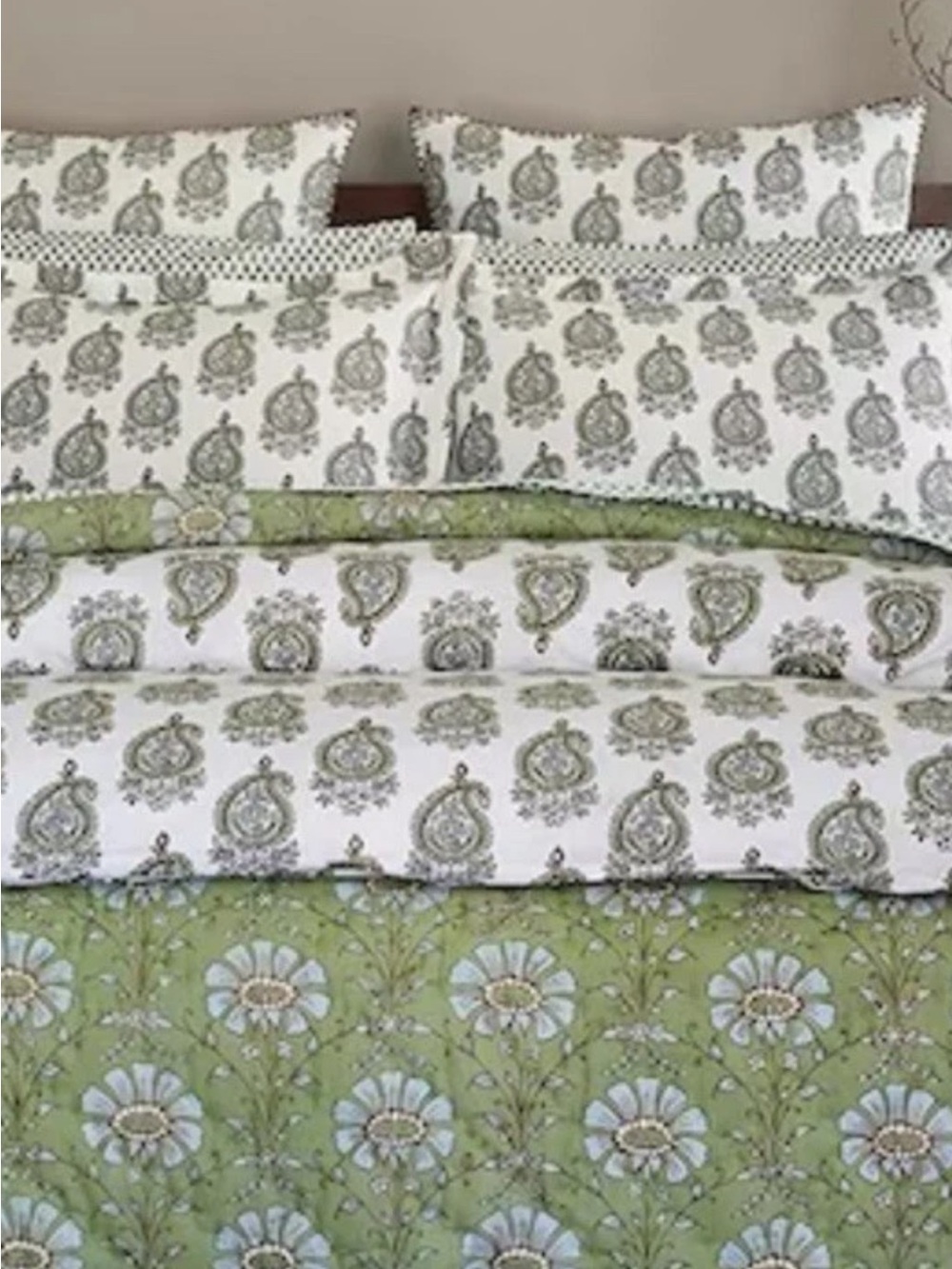John Robshaw queen duvet cover Nilay leaf floral pattern 100% organic cotton NWT - Picture 3 of 6